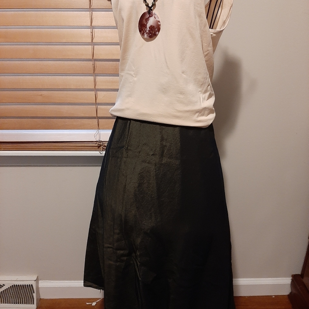 Olive green shiney skirt